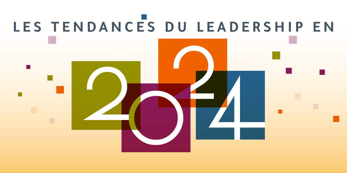 L’année 2024 dans des boîtes colorées, entourées de confettis colorés avec le mot tendances de leadership écrit sous l’année pour montrer que c’est ce que ce blog couvre